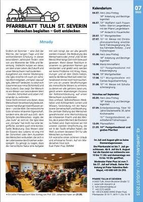 Pfarrblatt 2025 / Juli-August St. Severin Cover